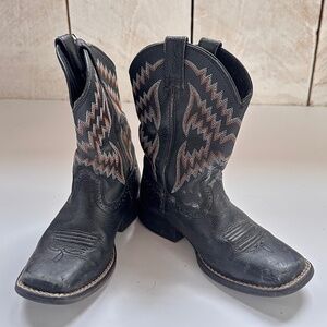 Ariat Black Leather Square Toe Cowboy Boots – Girls Size 12 (US)